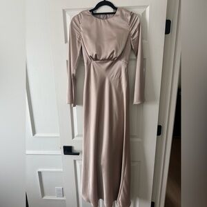 Elegant Long Sleeve Satin Dress
